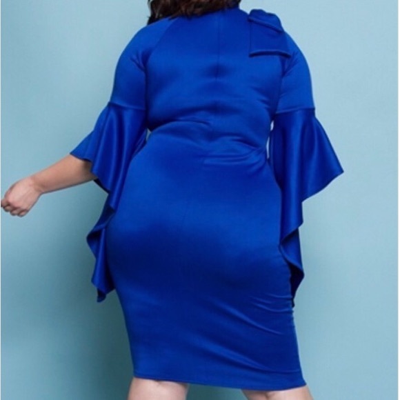 Quum | Patty Royal Blue Plus Size Ribbon Dress - Picture 3 of 3